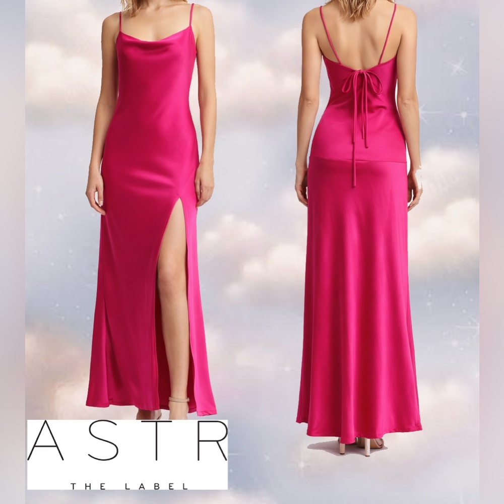 💓ASTR The Label Hot Pink Satin Slip Dress